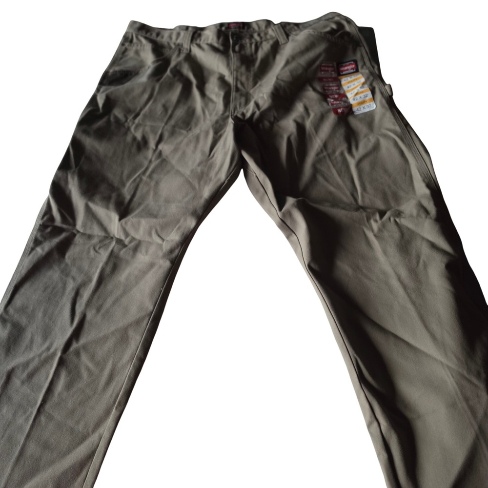 Wrangler Workwear Men Khaki Utility Canvas Pants 42x32 Hammer Loop 1005274 AD80